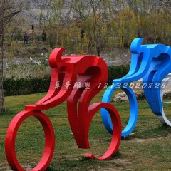 不銹鋼騎自行車雕塑，賽車雕塑