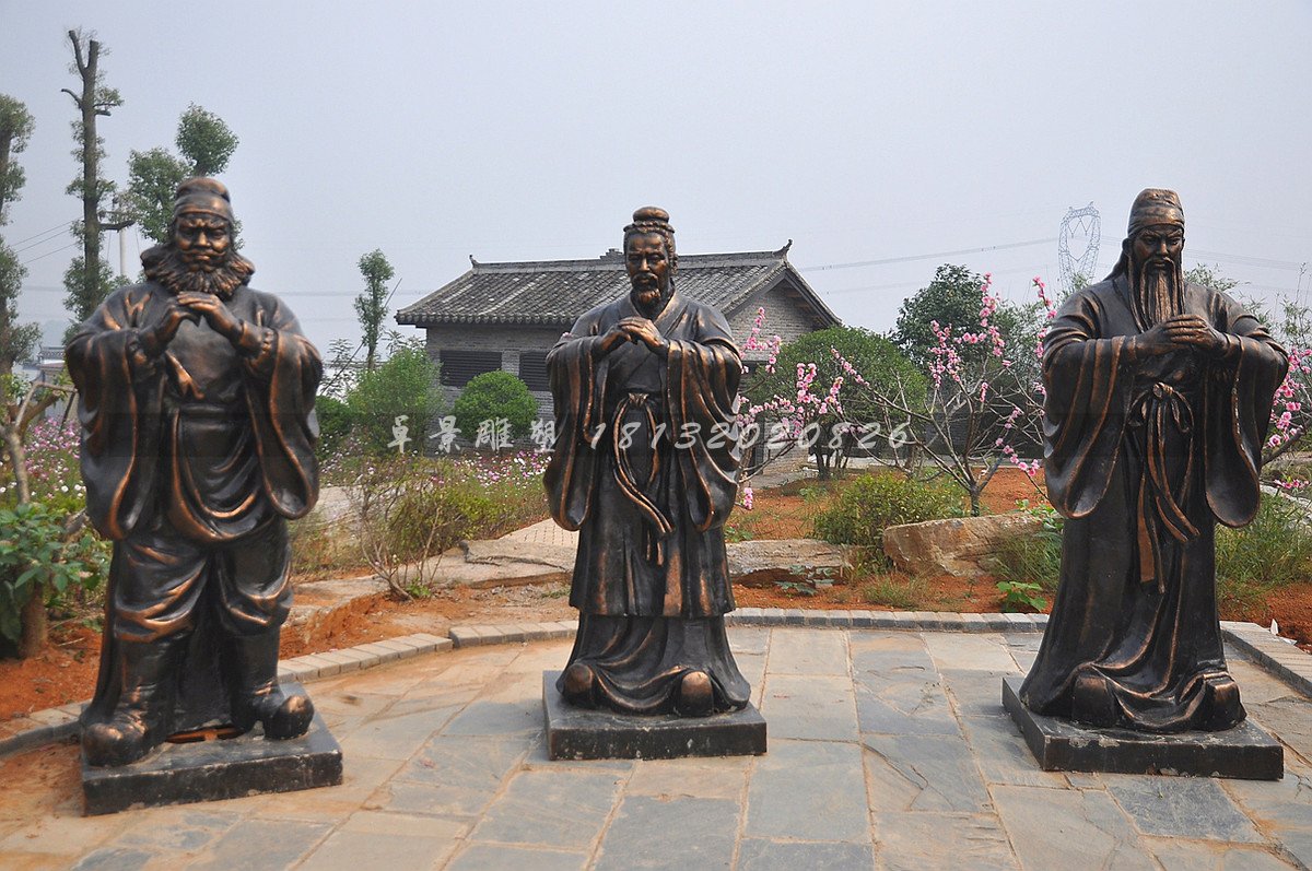 玻璃鋼桃園三結(jié)義雕塑，劉備關(guān)羽張飛雕塑