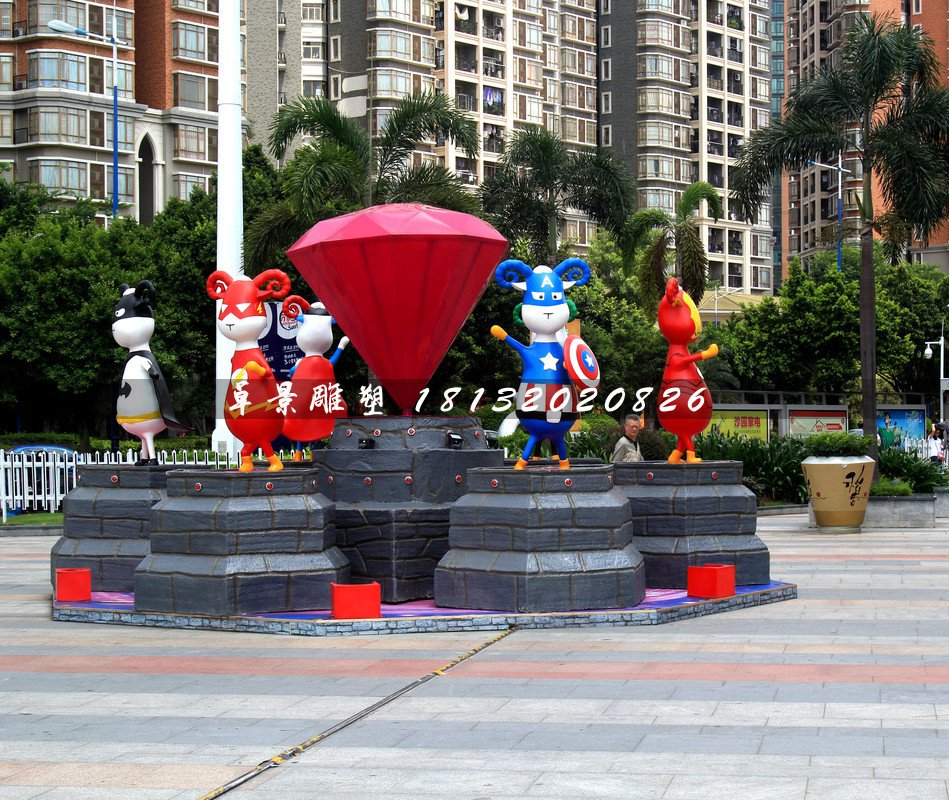 小區(qū)卡通雕塑，小區(qū)玻璃鋼人物雕塑 (2)