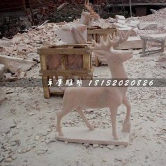 石頭小鹿雕塑，梅花鹿雕塑