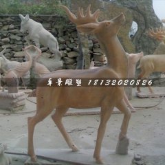 石頭鹿，石雕鹿雕塑，1.2米高石雕鹿