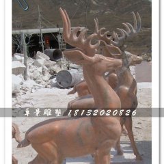 石頭小鹿雕塑，小鹿石雕