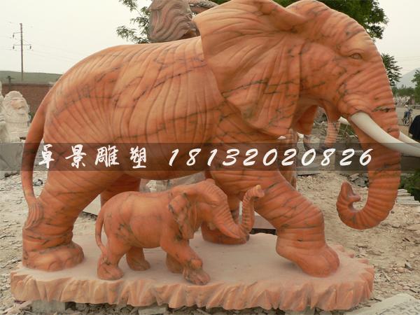 石頭大象，石雕大象，石雕母子象