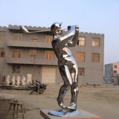 不銹鋼高爾夫雕塑，不銹鋼人物雕塑