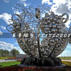 不銹鋼葡萄雕塑，不銹鋼豐收雕塑