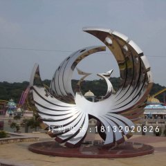 鳳凰山鳳凰雕塑，不銹鋼抽象鳳凰雕塑