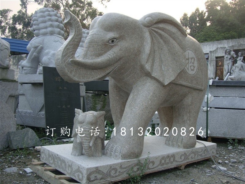 大象石雕，大理石大象雕塑 (8)