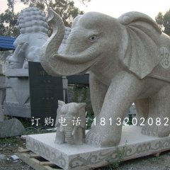 大象石雕，大理石大象雕塑，招財(cái)象石雕
