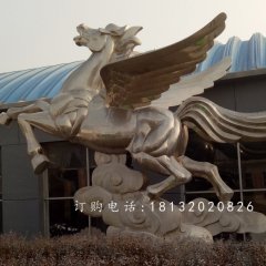 不銹鋼飛馬雕塑，馬踏祥云雕塑