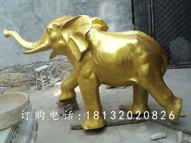玻璃鋼仿銅大象雕塑，廣場(chǎng)動(dòng)物雕塑 (1)