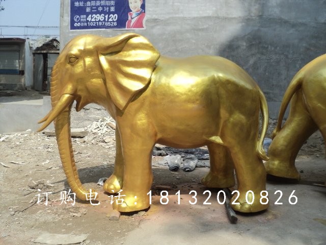 玻璃鋼仿銅大象雕塑，廣場(chǎng)動(dòng)物雕塑 (2)