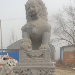 青石獅子石雕，仿古戲球獅石雕