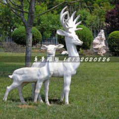 小鹿石雕，公園動物石雕