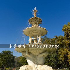 噴泉石雕，公園人物石噴泉