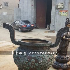 香爐雕塑，寺廟三足銅香爐