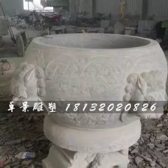 水缸石雕，大理石仿古水缸