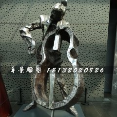 拉大提琴雕塑，不銹鋼景觀雕塑