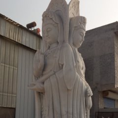 三面觀音石雕，立式觀音石雕