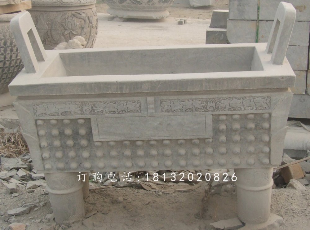 石雕鼎，四足石鼎，廣場鼎石雕 (1)