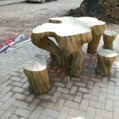 仿木桌椅雕塑，公園玻璃鋼桌椅