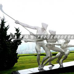 曲棍球雕塑，不銹鋼運動雕塑
