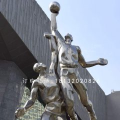 不銹鋼打籃球雕塑，不銹鋼運動雕塑