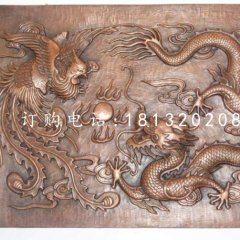 龍鳳戲珠銅浮雕紅銅壁畫浮雕