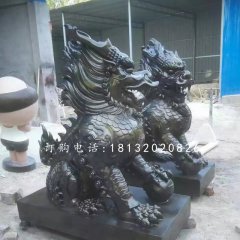 麒麟雕塑，玻璃鋼仿銅神獸