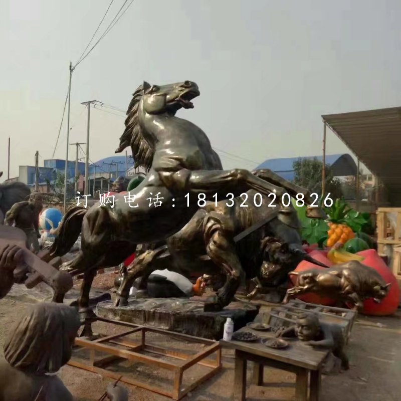 廣場仿銅馬，玻璃鋼馬雕塑 (1)