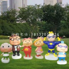 豬豬俠雕塑，玻璃鋼卡通擺件