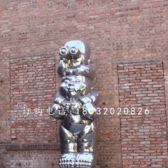 不銹鋼小孩雕塑，小品雕塑