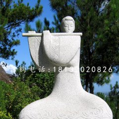 吹笛子雕塑，抽象古代美女雕塑