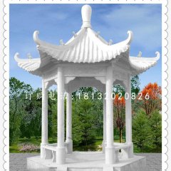 漢白玉六角石涼亭，公園涼亭石雕