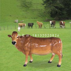 玻璃鋼黃牛雕塑，公園仿真動(dòng)物雕塑