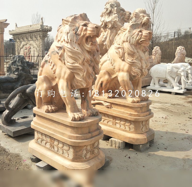 西洋獅石雕，歐式石雕獅子