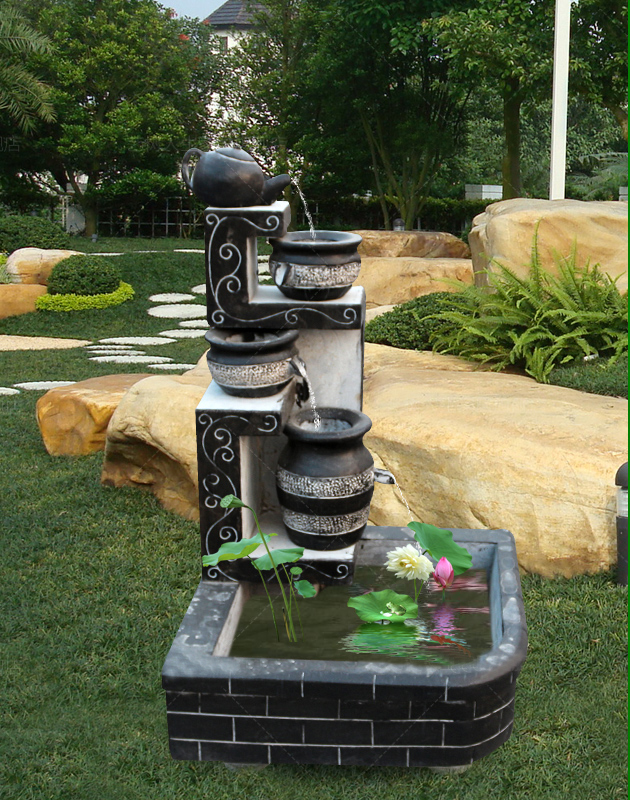 茶壺流水池，園林景觀石雕