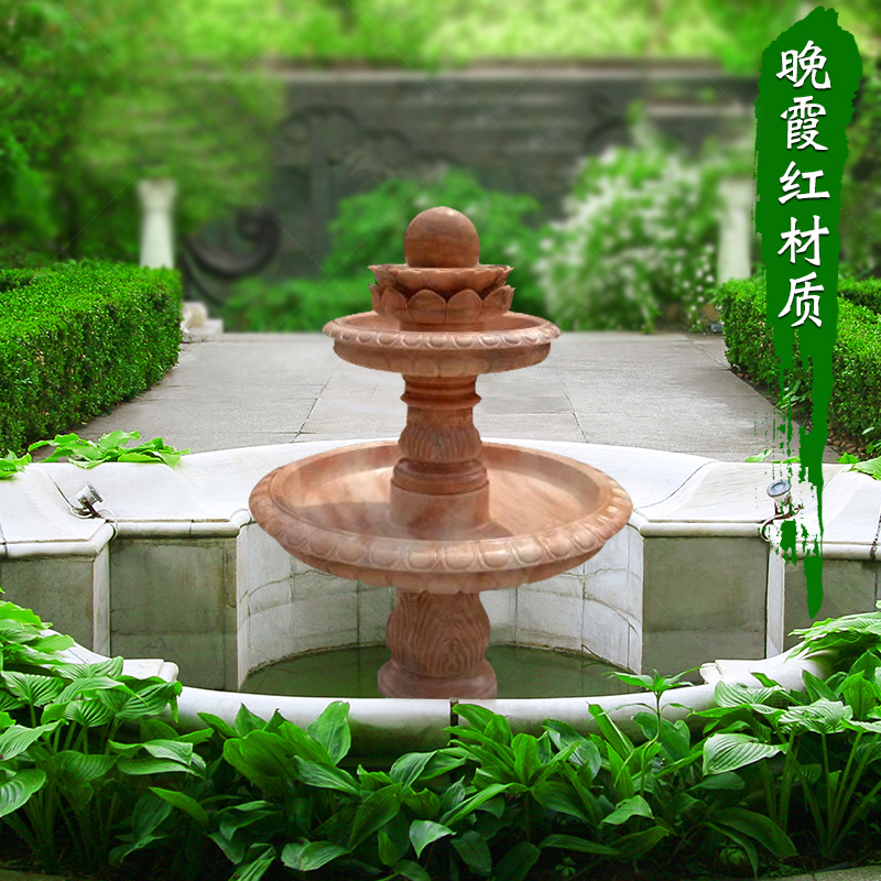 公園景觀石雕，晚霞紅噴泉石雕