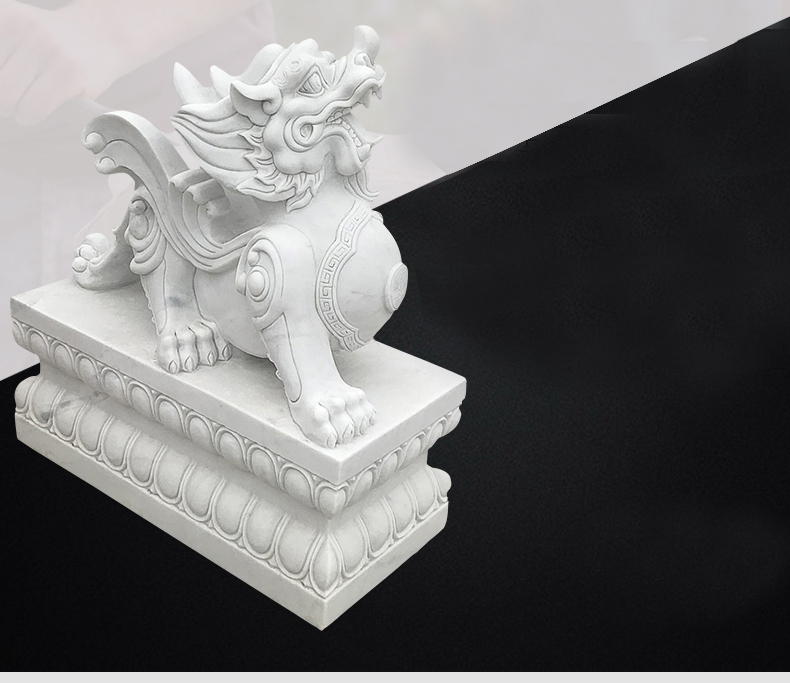 漢白玉貔貅，神獸石雕