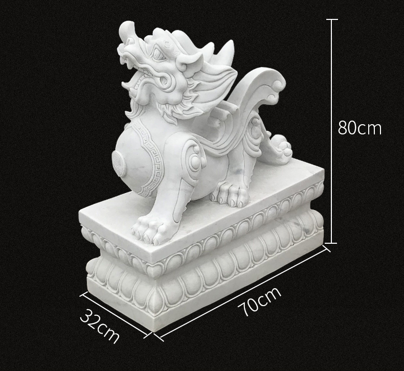 漢白玉貔貅，招財(cái)石雕