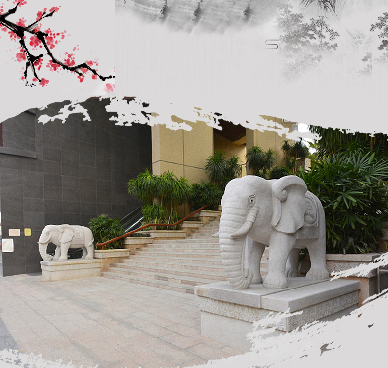 企業(yè)門口石雕，大象石雕