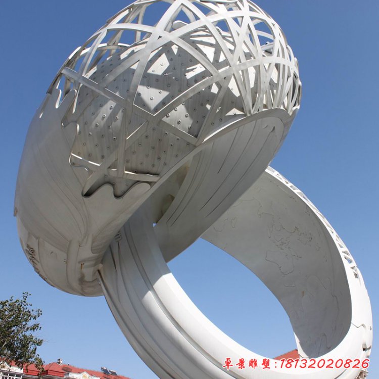 不銹鋼戒指雕塑，廣場(chǎng)戒指不銹鋼雕塑