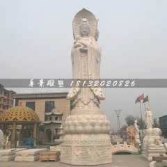 三面觀音石雕佛像，石頭觀音菩薩雕塑