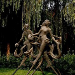 踩高蹺表演銅雕，公園景觀銅雕