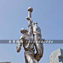 打籃球雕塑，不銹鋼運(yùn)動(dòng)雕塑