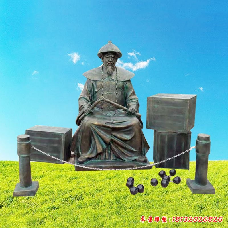 玻璃鋼仿銅人物雕塑，林則徐人物雕塑