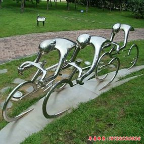 不銹鋼抽象騎車人物雕塑