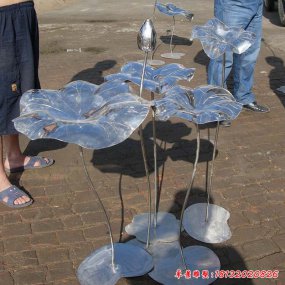 不銹鋼漸變色抽象荷葉雕塑