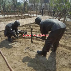 農(nóng)耕童卻人物防銅塑像