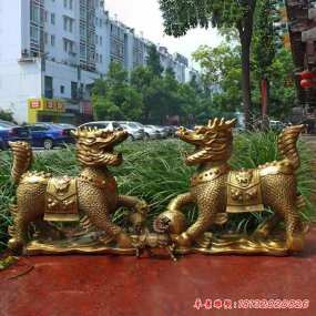 鍛銅麒麟雕塑