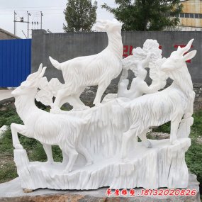 漢白玉三羊開泰雕塑
